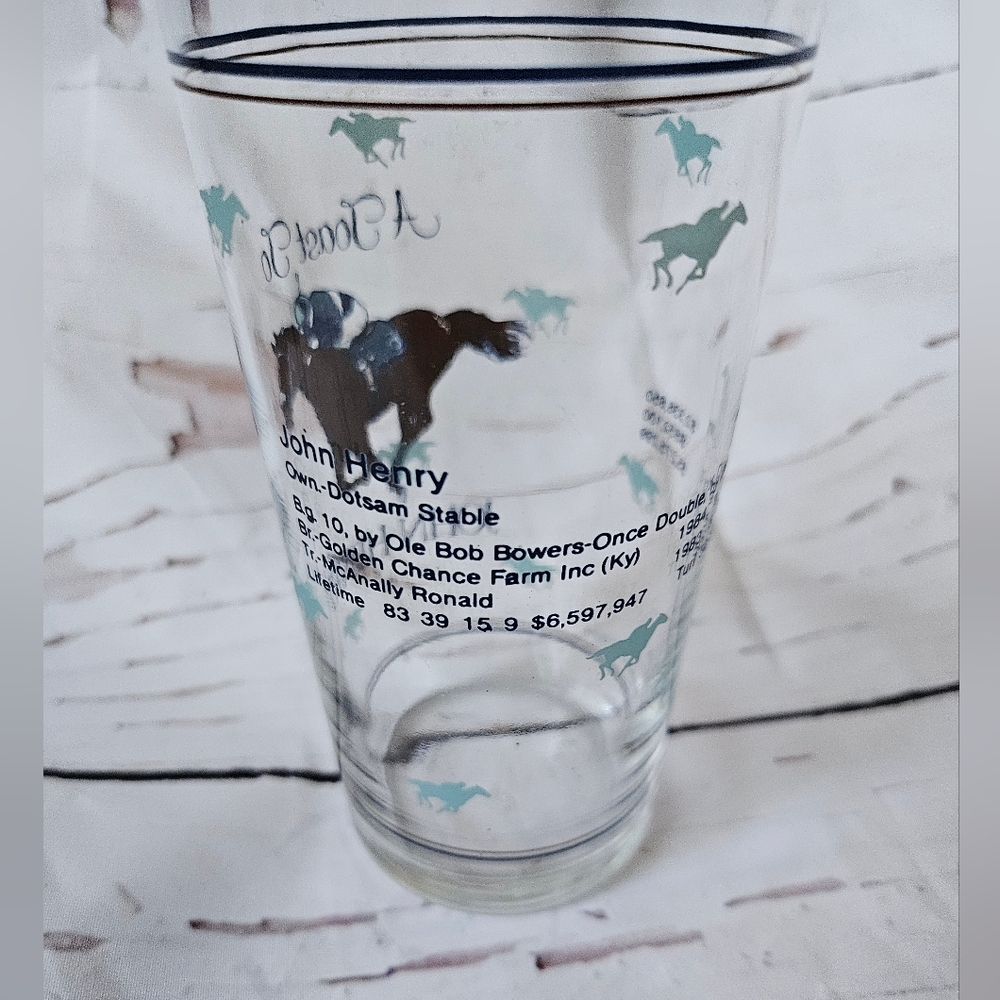 Vintage John Henry Racing Horse Souvenir Glass Cup - Picture 2 of 8